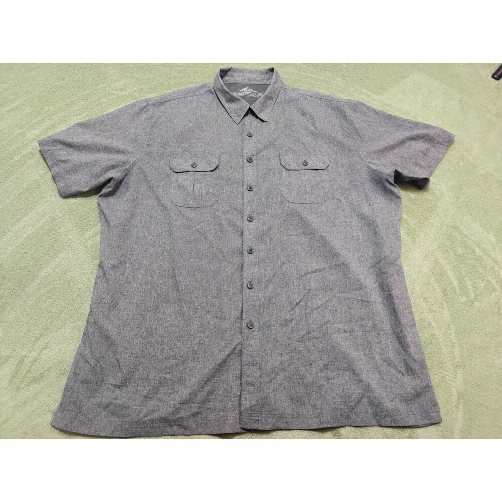Vintage Croft & Barrow Men's XXL Quick Dry Button Down Shirt Gray Short Sleeve